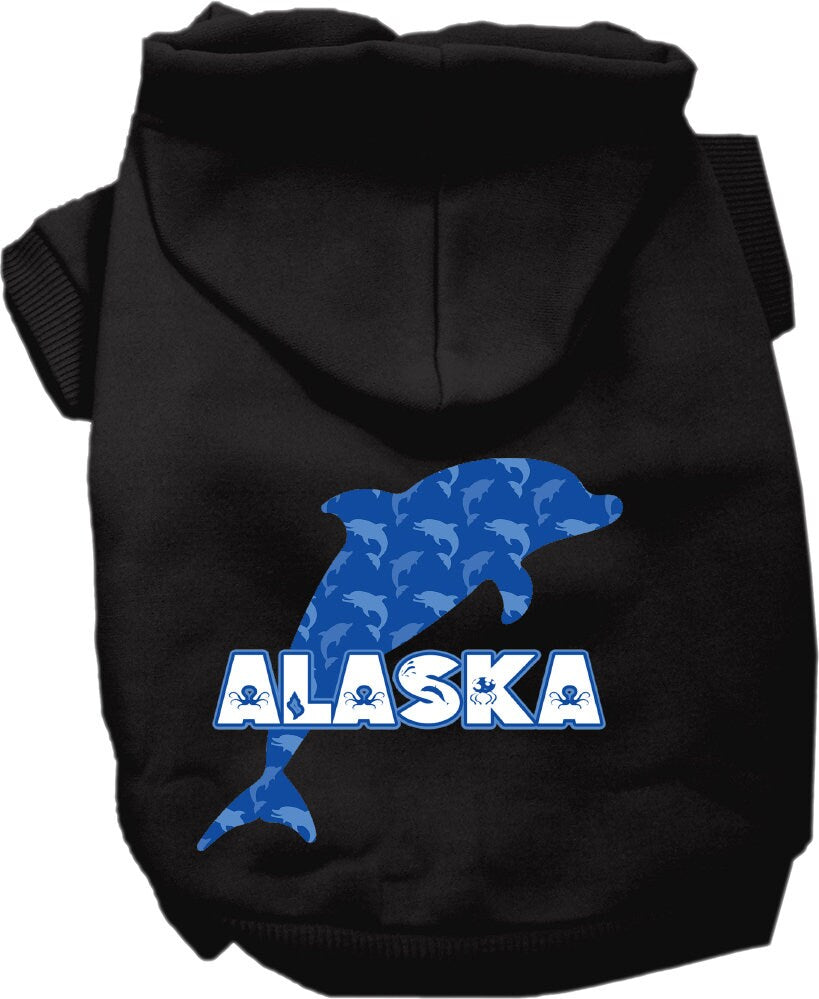 Pet Dog & Cat Screen Printed Hoodie for Medium to Large Pets (Sizes 2XL-6XL), "Alaska Blue Dolphins"