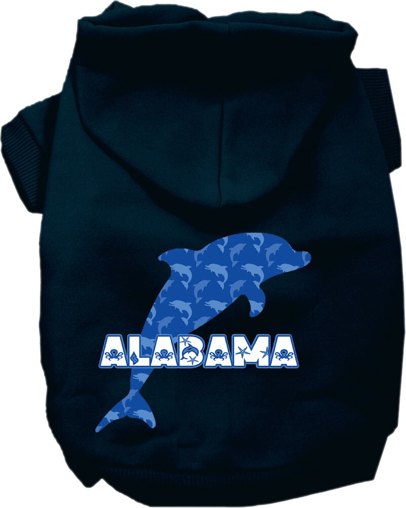 Pet Dog & Cat Screen Printed Hoodie for Small to Medium Pets (Sizes XS-XL), "Alabama Blue Dolphins"