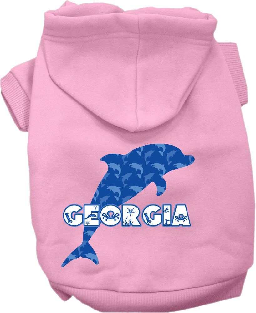 Pet Dog & Cat Screen Printed Hoodie for Medium to Large Pets (Sizes 2XL-6XL), "Georgia Blue Dolphins"