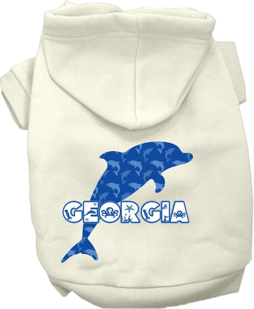 Pet Dog & Cat Screen Printed Hoodie for Medium to Large Pets (Sizes 2XL-6XL), "Georgia Blue Dolphins"