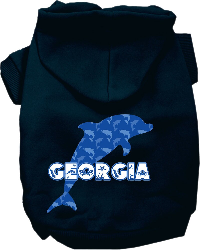 Pet Dog & Cat Screen Printed Hoodie for Small to Medium Pets (Sizes XS-XL), "Georgia Blue Dolphins"