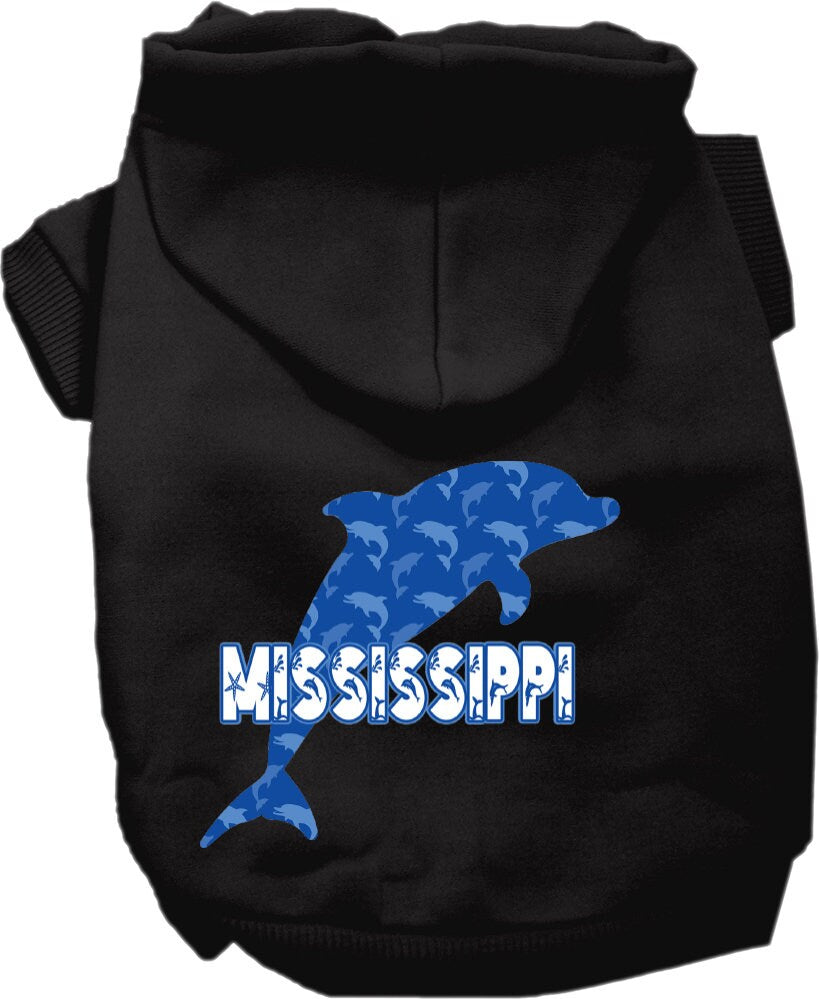 Pet Dog & Cat Screen Printed Hoodie for Medium to Large Pets (Sizes 2XL-6XL), "Mississippi Blue Dolphins"