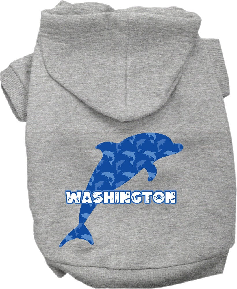 Pet Dog & Cat Screen Printed Hoodie for Medium to Large Pets (Sizes 2XL-6XL), "Washington Blue Dolphins"