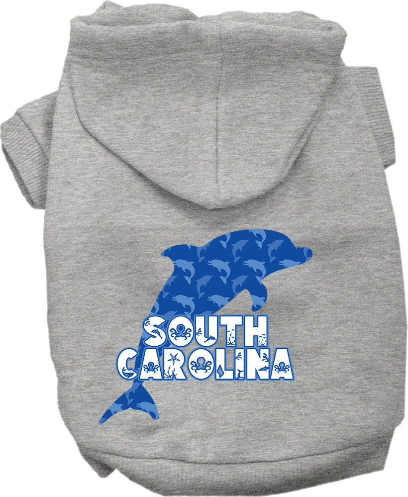 Pet Dog & Cat Screen Printed Hoodie for Medium to Large Pets (Sizes 2XL-6XL), "South Carolina Blue Dolphins"