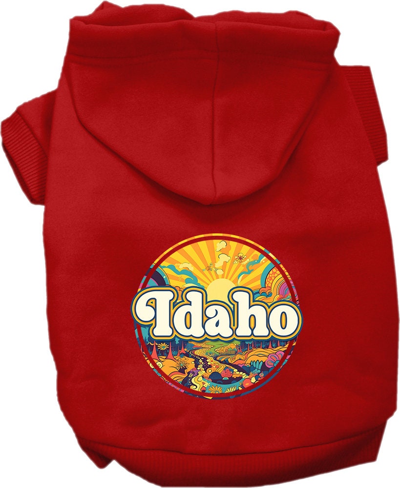 Pet Dog & Cat Screen Printed Hoodie for Medium to Large Pets (Sizes 2XL-6XL), "Idaho Trippy Peaks"