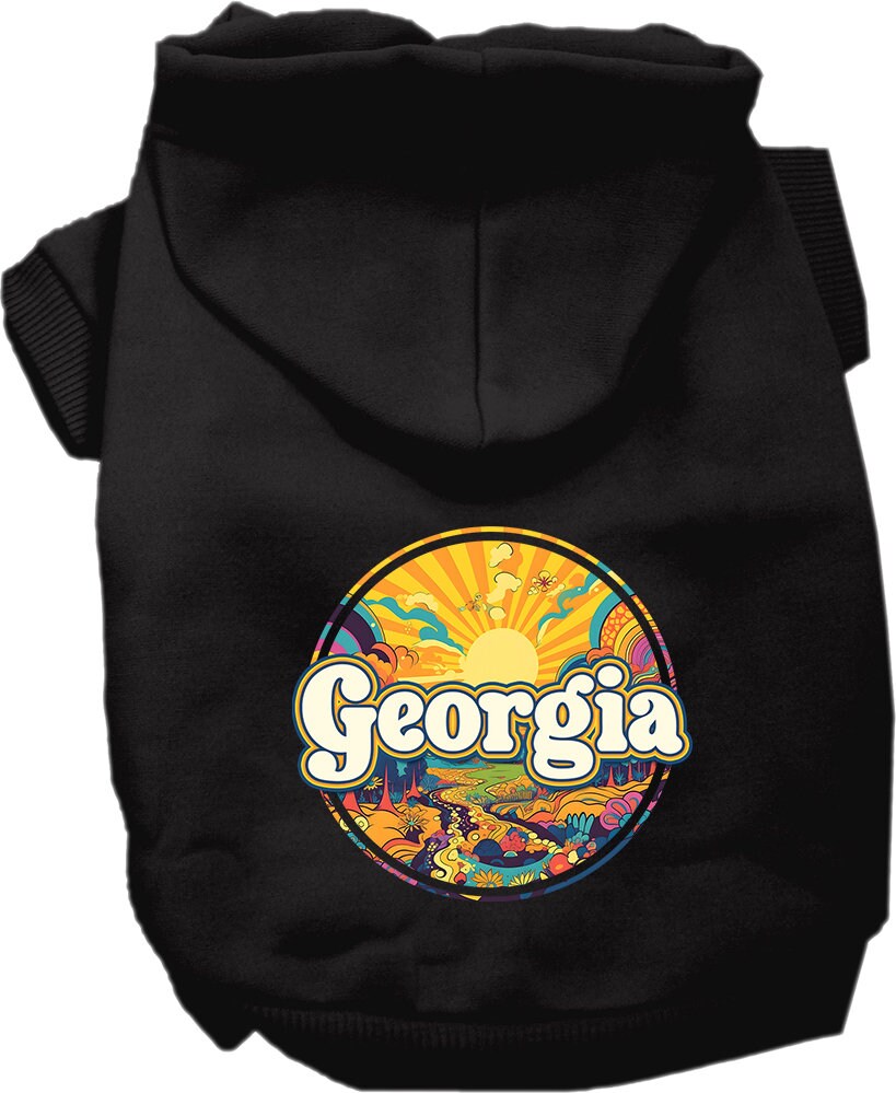 Pet Dog & Cat Screen Printed Hoodie for Medium to Large Pets (Sizes 2XL-6XL), "Georgia Trippy Peaks"