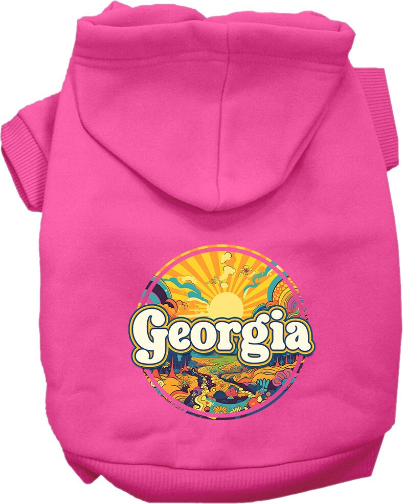 Pet Dog & Cat Screen Printed Hoodie for Medium to Large Pets (Sizes 2XL-6XL), "Georgia Trippy Peaks"