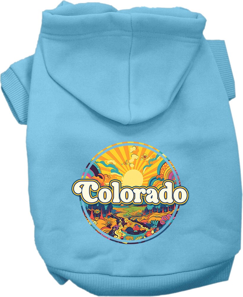 Pet Dog & Cat Screen Printed Hoodie for Medium to Large Pets (Sizes 2XL-6XL), "Colorado Trippy Peaks"