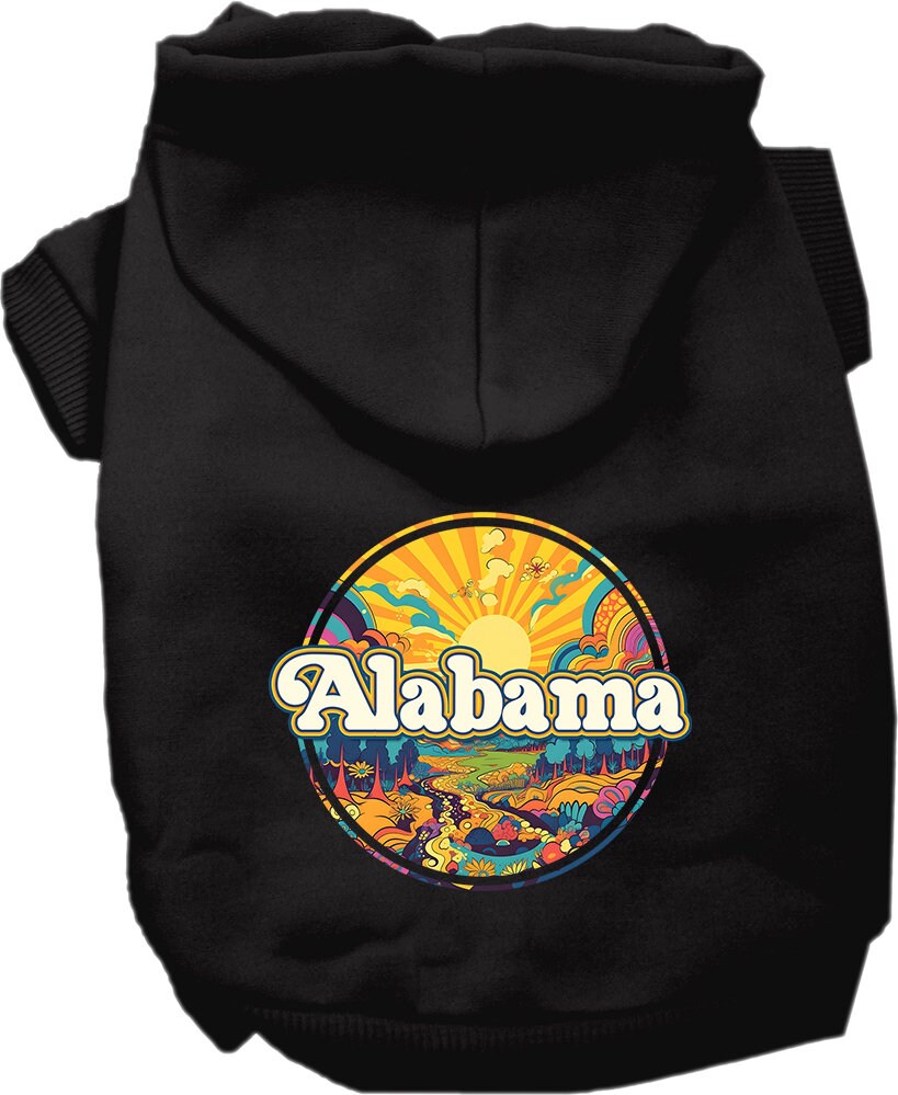 Pet Dog & Cat Screen Printed Hoodie for Small to Medium Pets (Sizes XS-XL), "Alabama Trippy Peaks"