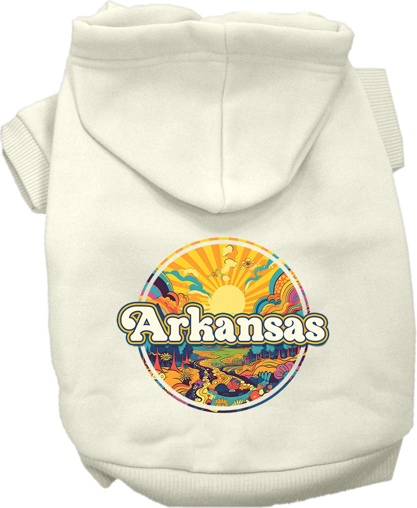 Pet Dog & Cat Screen Printed Hoodie for Small to Medium Pets (Sizes XS-XL), "Arkansas Trippy Peaks"