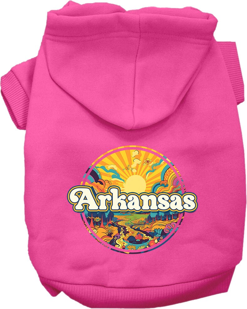 Pet Dog & Cat Screen Printed Hoodie for Medium to Large Pets (Sizes 2XL-6XL), "Arkansas Trippy Peaks"