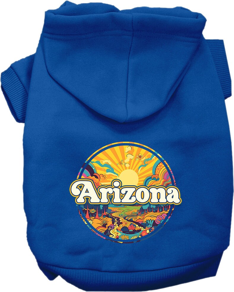 Pet Dog & Cat Screen Printed Hoodie for Medium to Large Pets (Sizes 2XL-6XL), "Arizona Trippy Peaks"