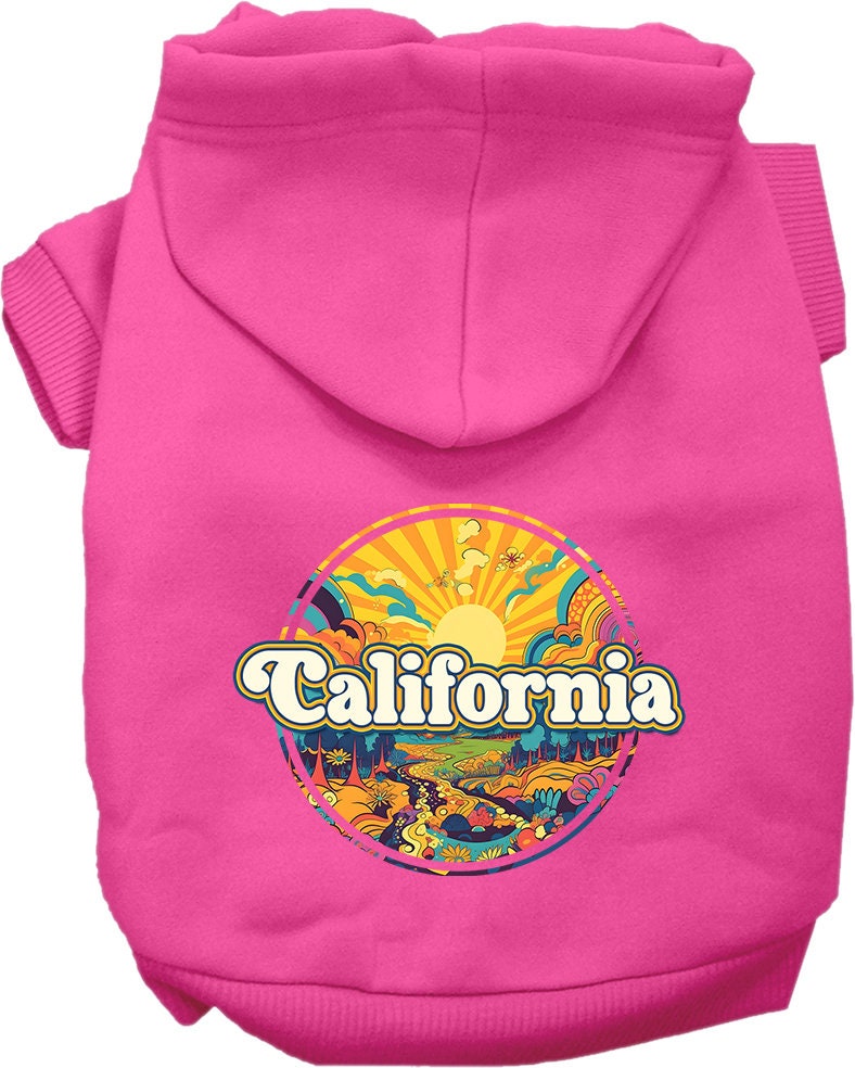 Pet Dog & Cat Screen Printed Hoodie for Medium to Large Pets (Sizes 2XL-6XL), "California Trippy Peaks"