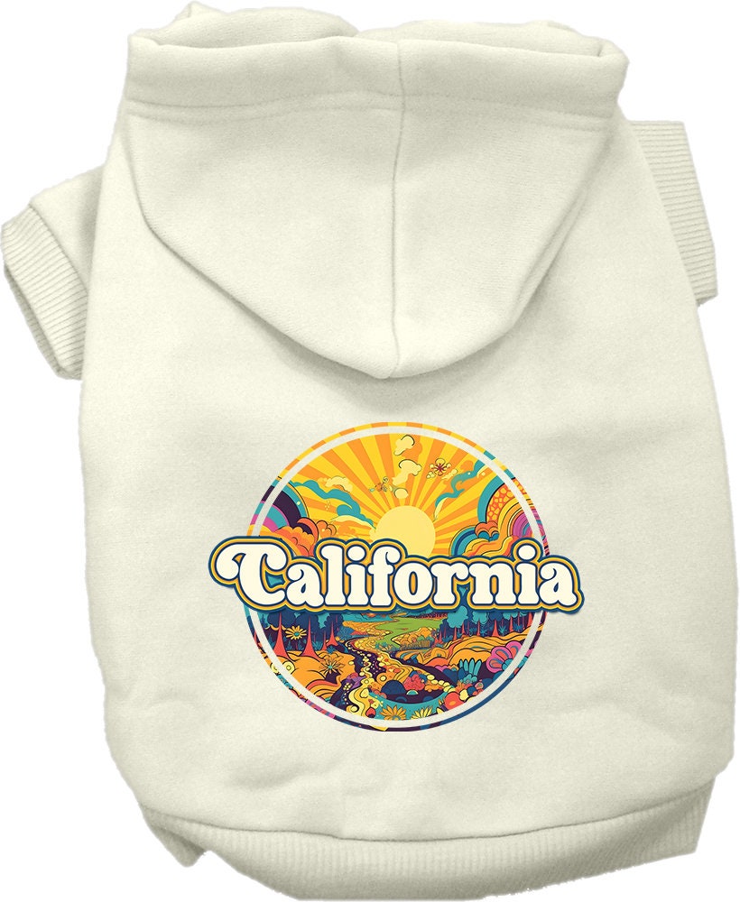 Pet Dog & Cat Screen Printed Hoodie for Small to Medium Pets (Sizes XS-XL), "California Trippy Peaks"