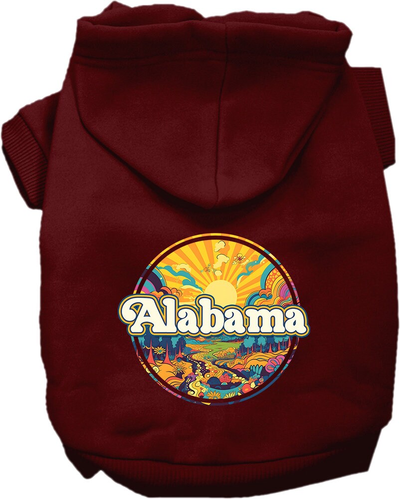 Pet Dog & Cat Screen Printed Hoodie for Medium to Large Pets (Sizes 2XL-6XL), "Alabama Trippy Peaks"