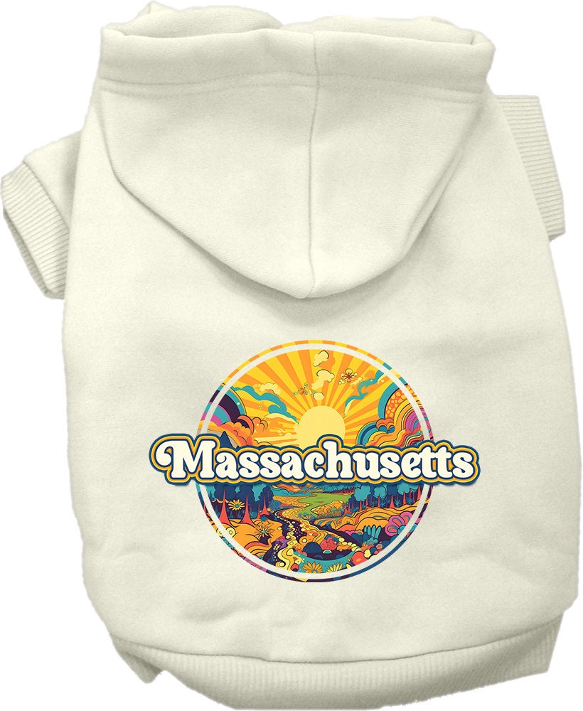 Pet Dog & Cat Screen Printed Hoodie for Medium to Large Pets (Sizes 2XL-6XL), "Massachusetts Trippy Peaks"