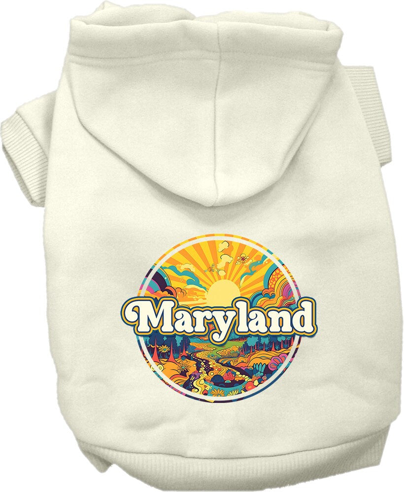 Pet Dog & Cat Screen Printed Hoodie for Small to Medium Pets (Sizes XS-XL), "Maryland Trippy Peaks"