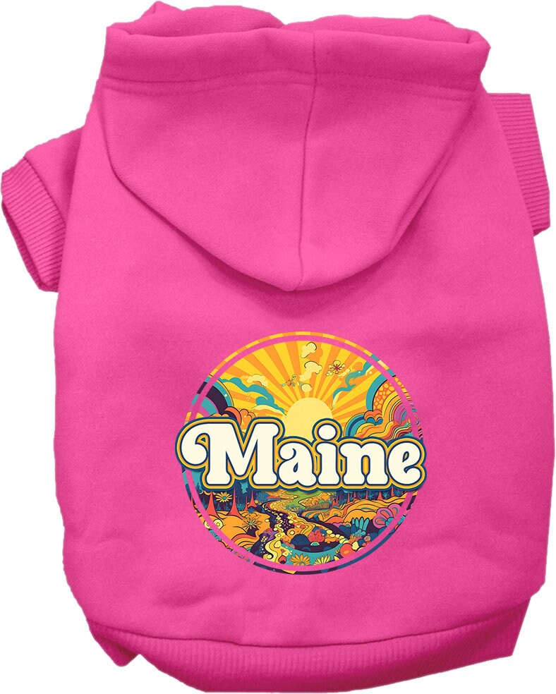 Pet Dog & Cat Screen Printed Hoodie for Small to Medium Pets (Sizes XS-XL), "Maine Trippy Peaks"