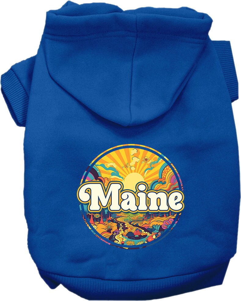 Pet Dog & Cat Screen Printed Hoodie for Medium to Large Pets (Sizes 2XL-6XL), "Maine Trippy Peaks"