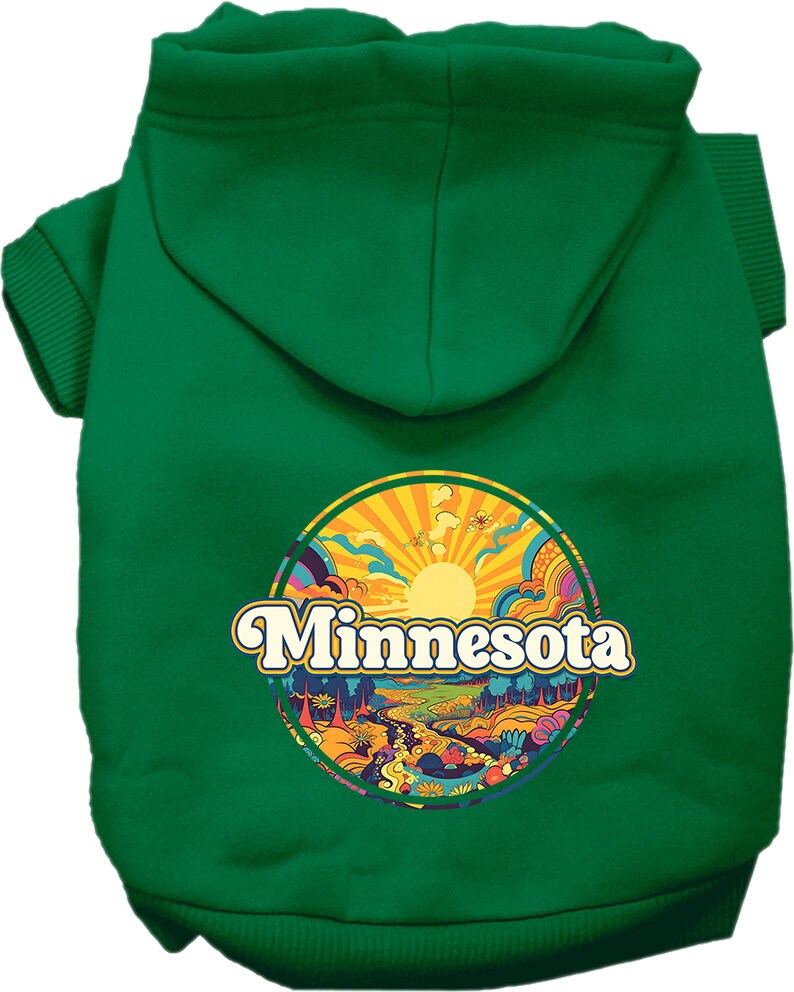 Pet Dog & Cat Screen Printed Hoodie for Medium to Large Pets (Sizes 2XL-6XL), "Minnesota Trippy Peaks"