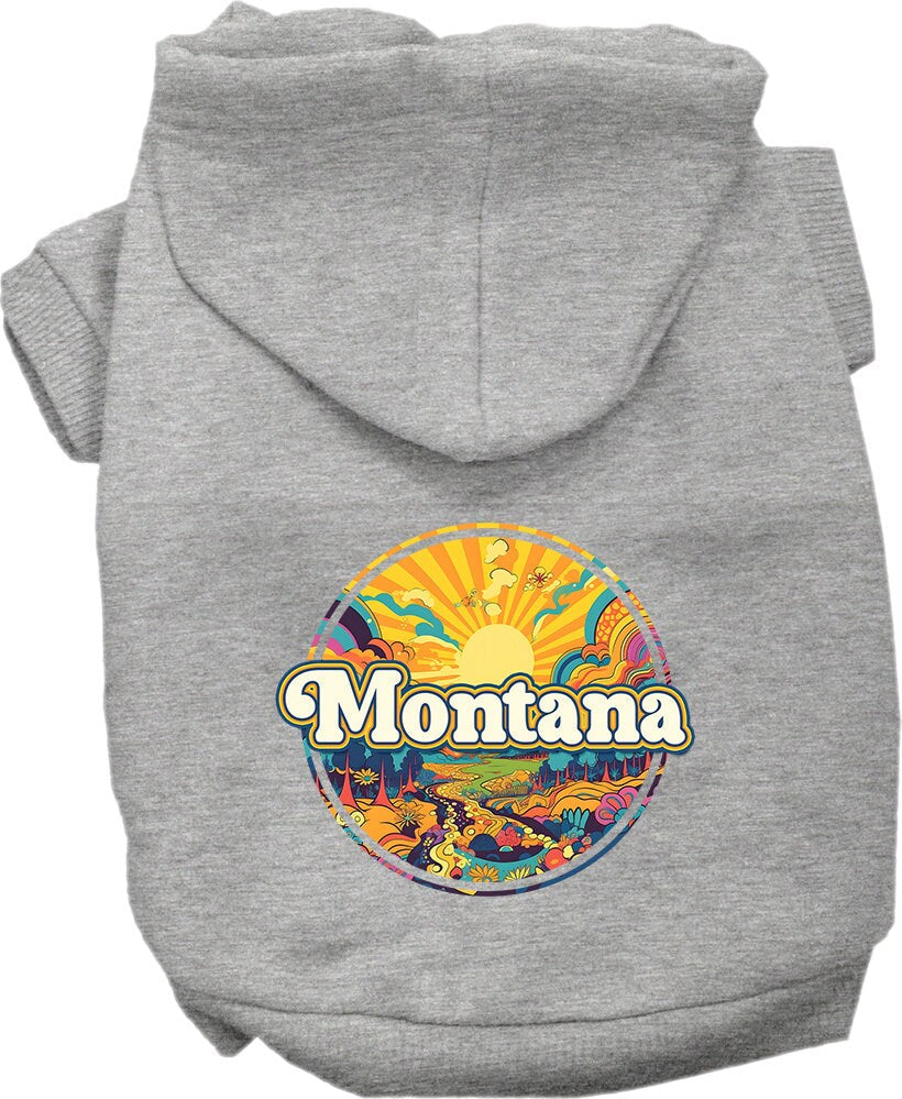 Pet Dog & Cat Screen Printed Hoodie for Medium to Large Pets (Sizes 2XL-6XL), "Montana Trippy Peaks"