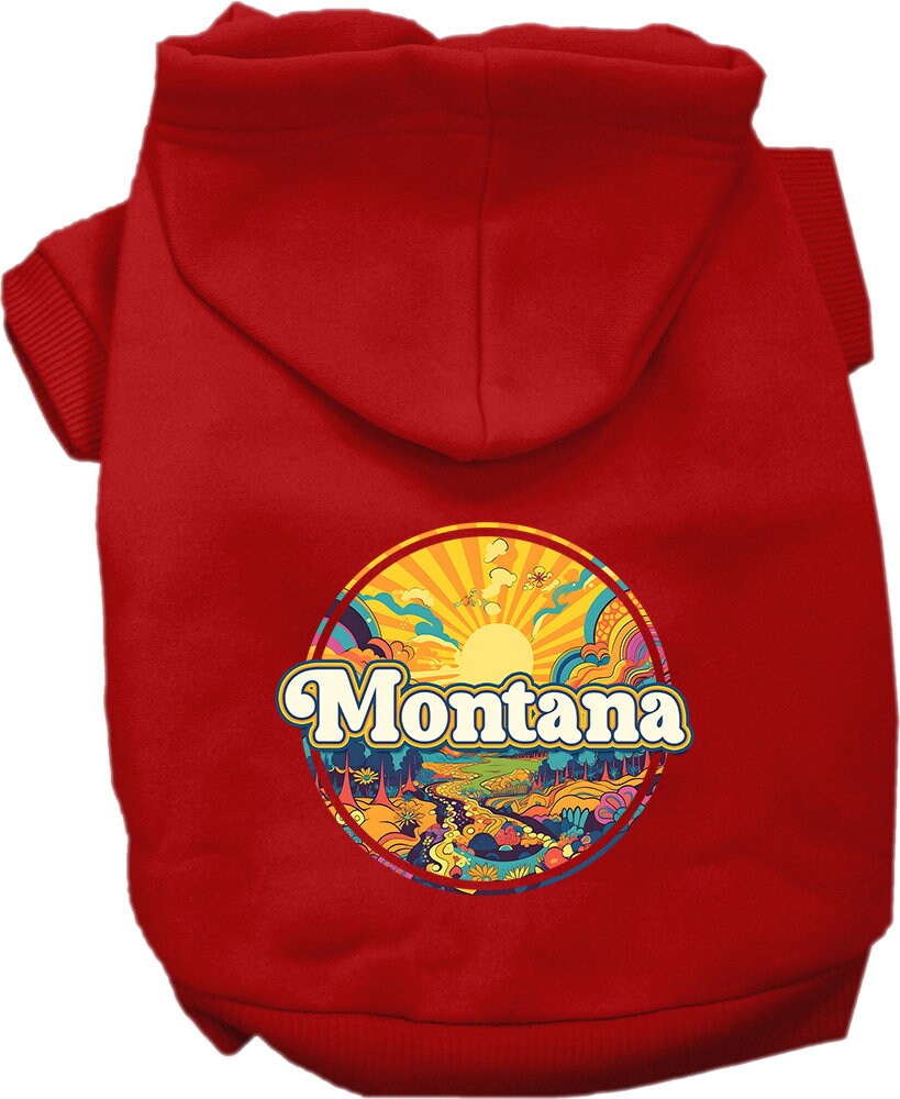 Pet Dog & Cat Screen Printed Hoodie for Medium to Large Pets (Sizes 2XL-6XL), "Montana Trippy Peaks"