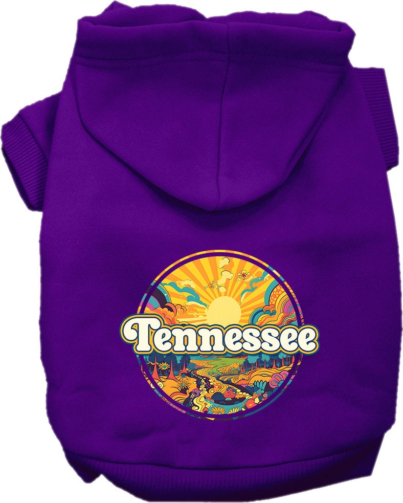 Pet Dog & Cat Screen Printed Hoodie for Medium to Large Pets (Sizes 2XL-6XL), "Tennessee Trippy Peaks"