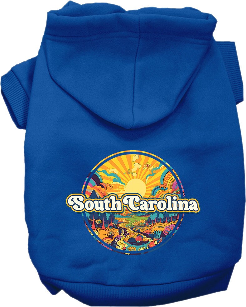 Pet Dog & Cat Screen Printed Hoodie for Medium to Large Pets (Sizes 2XL-6XL), "South Carolina Trippy Peaks"