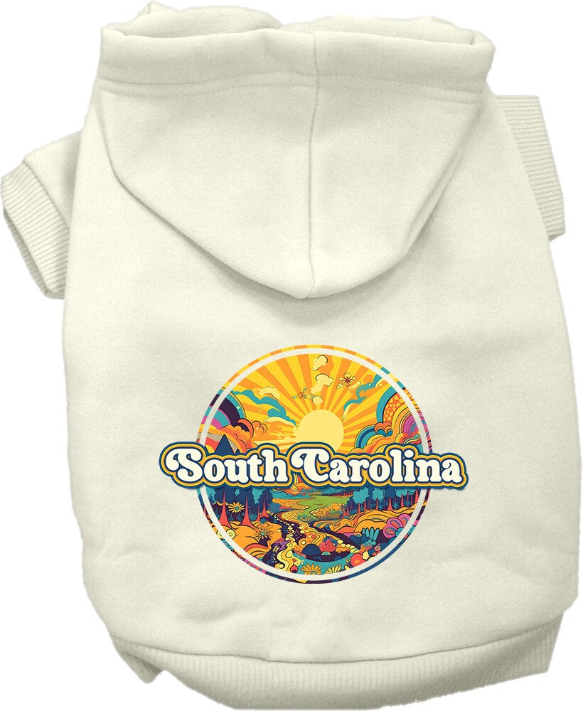 Pet Dog & Cat Screen Printed Hoodie for Medium to Large Pets (Sizes 2XL-6XL), "South Carolina Trippy Peaks"