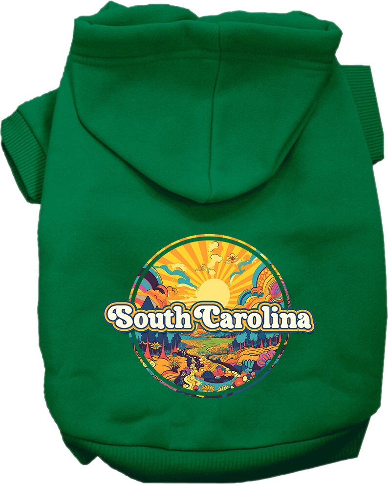 Pet Dog & Cat Screen Printed Hoodie for Medium to Large Pets (Sizes 2XL-6XL), "South Carolina Trippy Peaks"