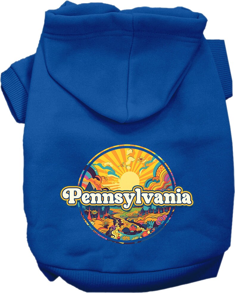 Pet Dog & Cat Screen Printed Hoodie for Medium to Large Pets (Sizes 2XL-6XL), "Pennsylvania Trippy Peaks"