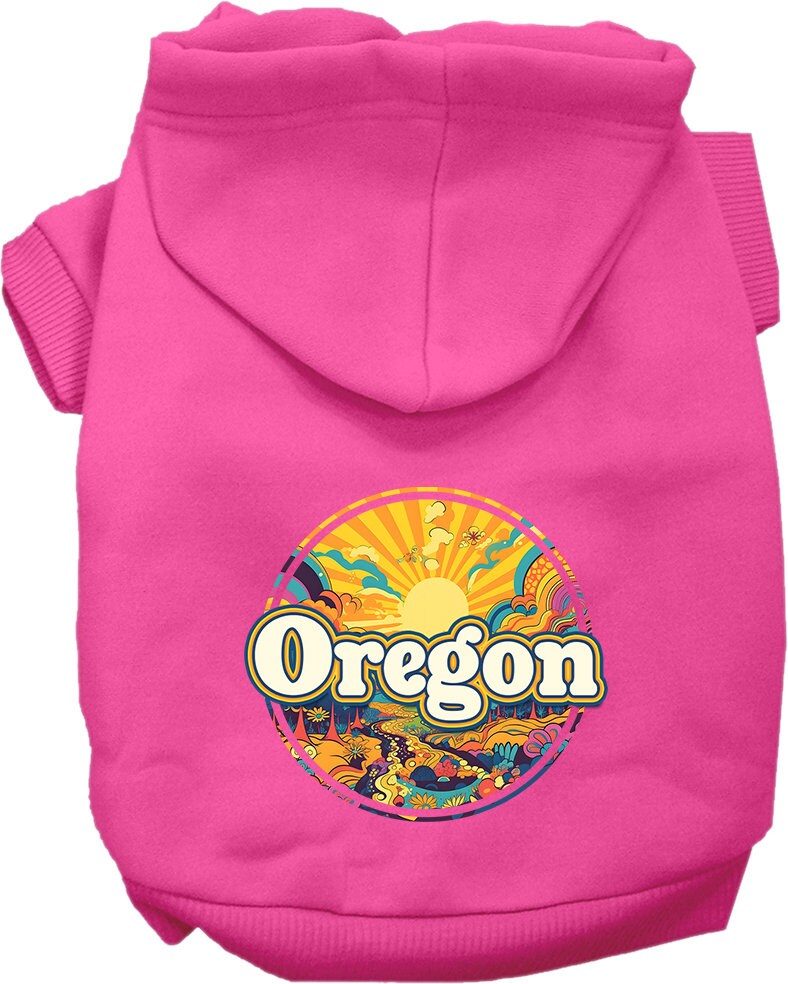 Pet Dog & Cat Screen Printed Hoodie for Medium to Large Pets (Sizes 2XL-6XL), "Oregon Trippy Peaks"