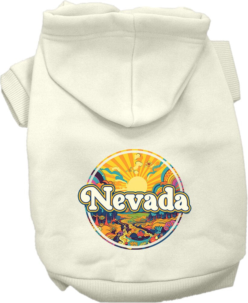 Pet Dog & Cat Screen Printed Hoodie for Medium to Large Pets (Sizes 2XL-6XL), "Nevada Trippy Peaks"