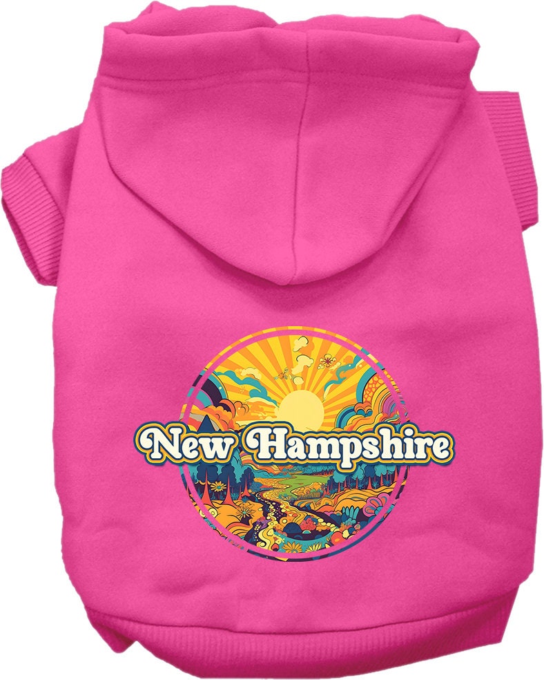 Pet Dog & Cat Screen Printed Hoodie for Medium to Large Pets (Sizes 2XL-6XL), "New Hampshire Trippy Peaks"