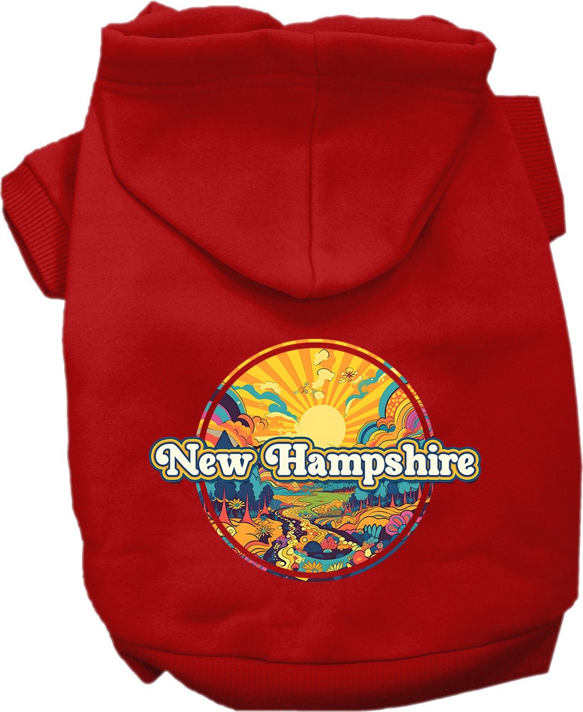 Pet Dog & Cat Screen Printed Hoodie for Medium to Large Pets (Sizes 2XL-6XL), "New Hampshire Trippy Peaks"