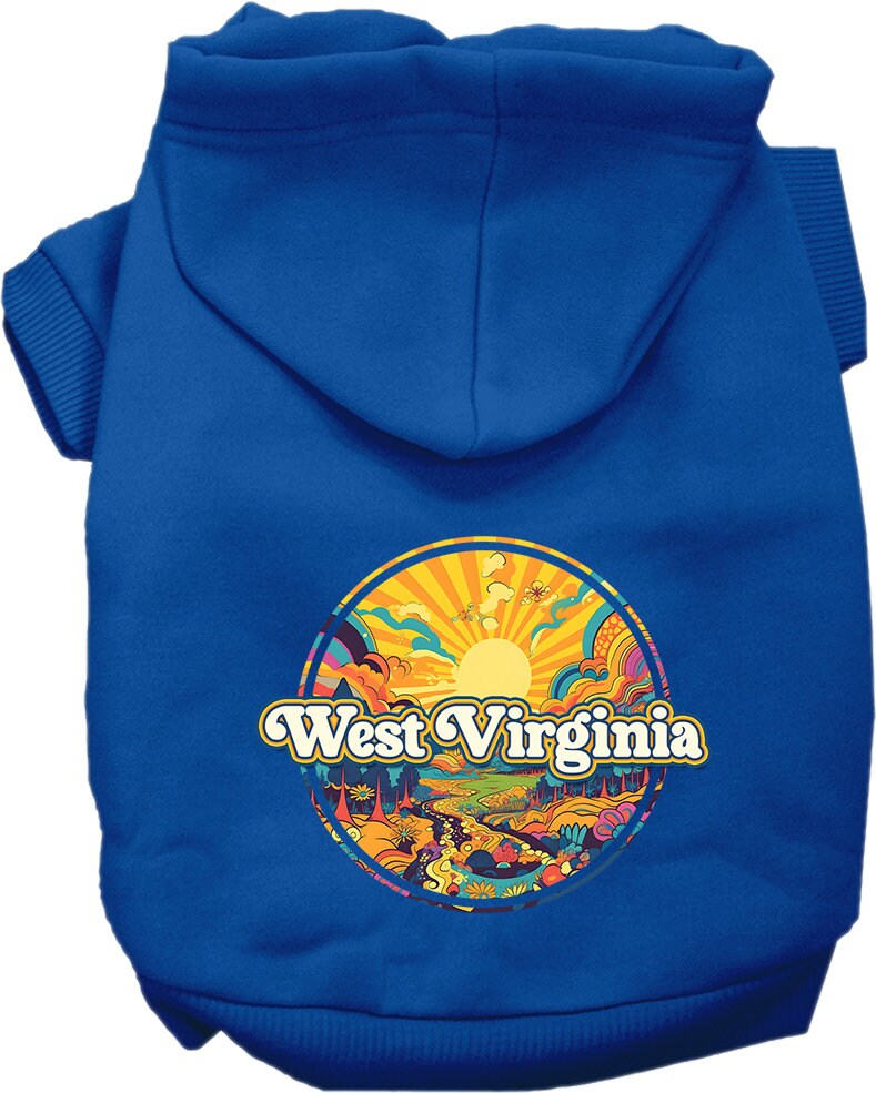 Pet Dog & Cat Screen Printed Hoodie for Medium to Large Pets (Sizes 2XL-6XL), "West Virginia Trippy Peaks"