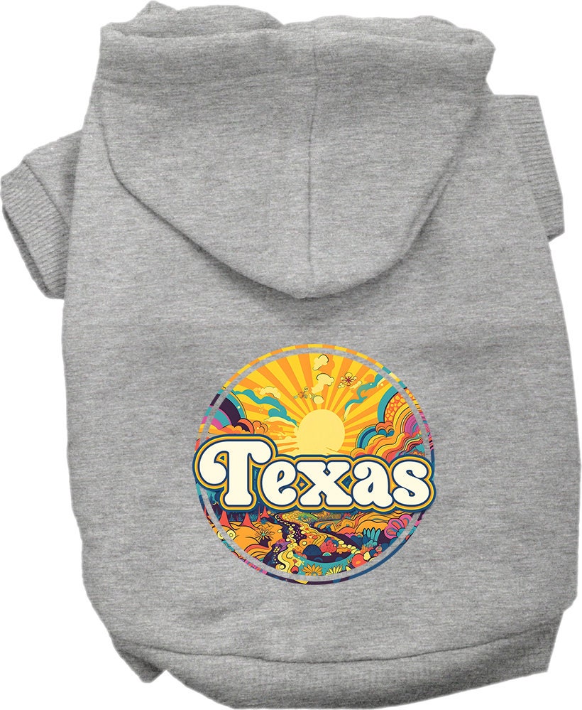 Pet Dog & Cat Screen Printed Hoodie for Medium to Large Pets (Sizes 2XL-6XL), "Texas Trippy Peaks"