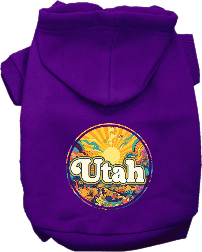 Pet Dog & Cat Screen Printed Hoodie for Medium to Large Pets (Sizes 2XL-6XL), "Utah Trippy Peaks"