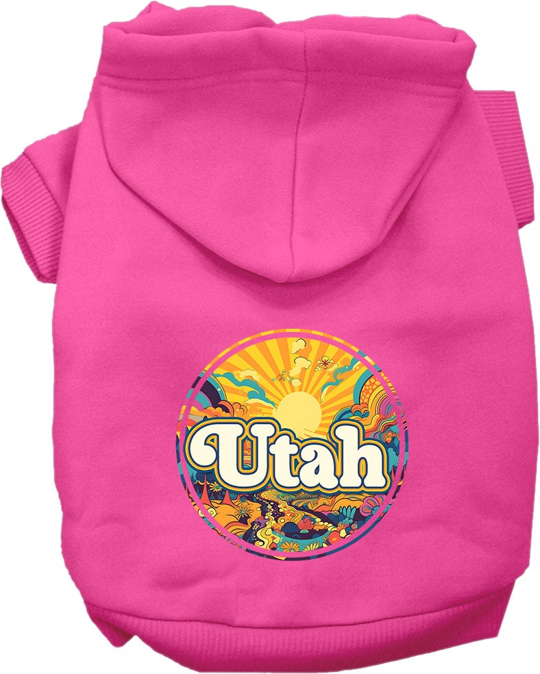 Pet Dog & Cat Screen Printed Hoodie for Medium to Large Pets (Sizes 2XL-6XL), "Utah Trippy Peaks"