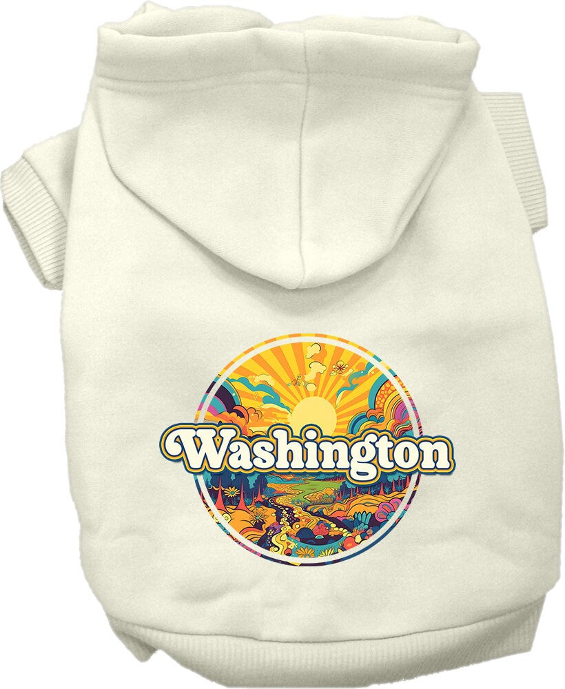 Pet Dog & Cat Screen Printed Hoodie for Medium to Large Pets (Sizes 2XL-6XL), "Washington Trippy Peaks"