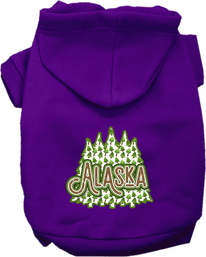 Pet Dog & Cat Screen Printed Hoodie for Medium to Large Pets (Sizes 2XL-6XL), "Alaska Woodland Trees"