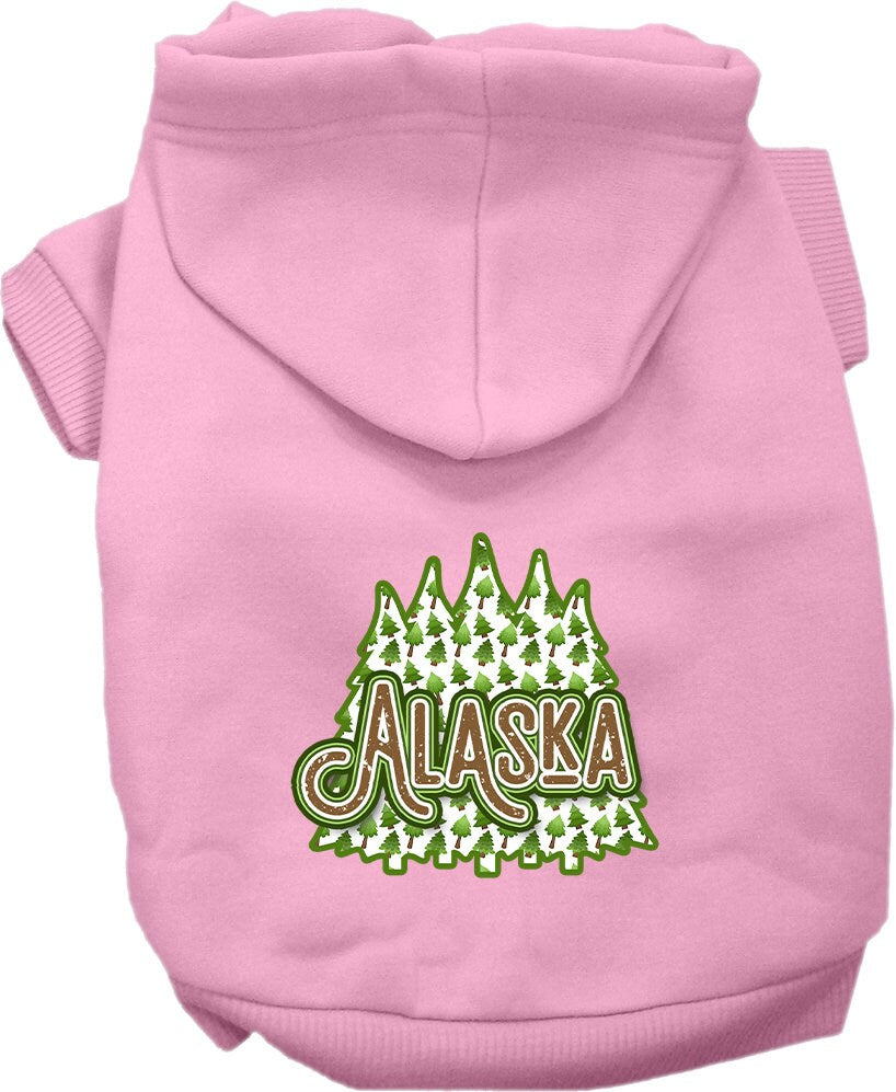 Pet Dog & Cat Screen Printed Hoodie for Small to Medium Pets (Sizes XS-XL), "Alaska Woodland Trees"