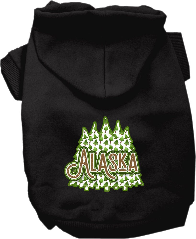 Pet Dog & Cat Screen Printed Hoodie for Small to Medium Pets (Sizes XS-XL), "Alaska Woodland Trees"