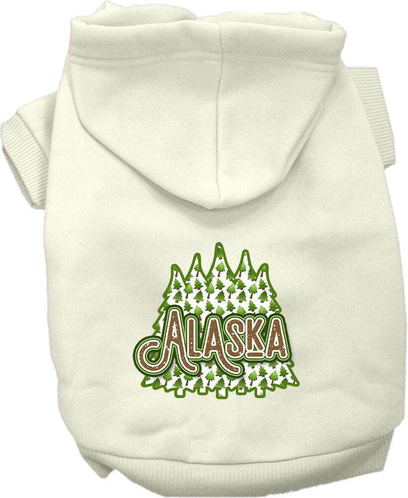 Pet Dog & Cat Screen Printed Hoodie for Small to Medium Pets (Sizes XS-XL), "Alaska Woodland Trees"