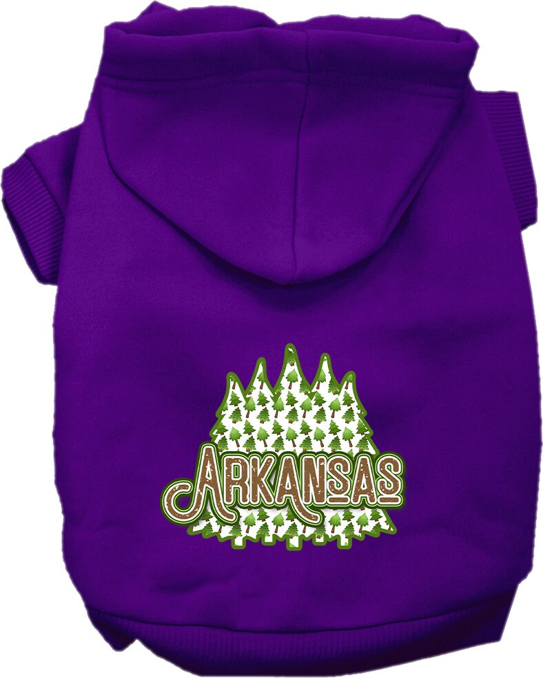 Pet Dog & Cat Screen Printed Hoodie for Small to Medium Pets (Sizes XS-XL), "Arkansas Woodland Trees"