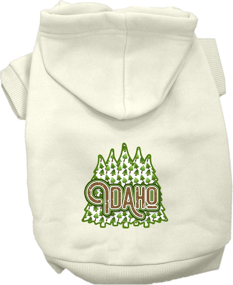 Pet Dog & Cat Screen Printed Hoodie for Small to Medium Pets (Sizes XS-XL), "Idaho Woodland Trees"