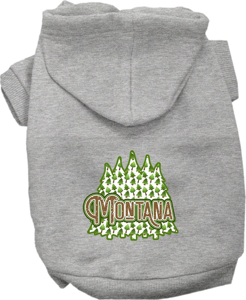 Pet Dog & Cat Screen Printed Hoodie for Medium to Large Pets (Sizes 2XL-6XL), "Montana Woodland Trees"