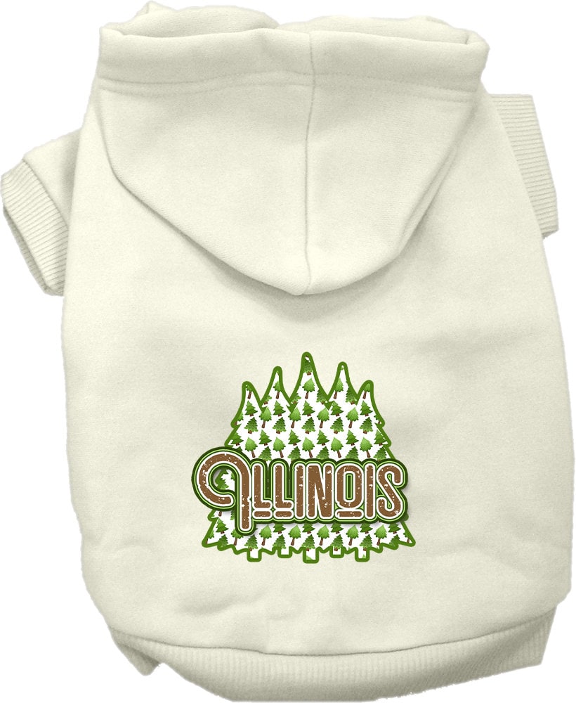 Pet Dog & Cat Screen Printed Hoodie for Small to Medium Pets (Sizes XS-XL), "Illinois Woodland Trees"