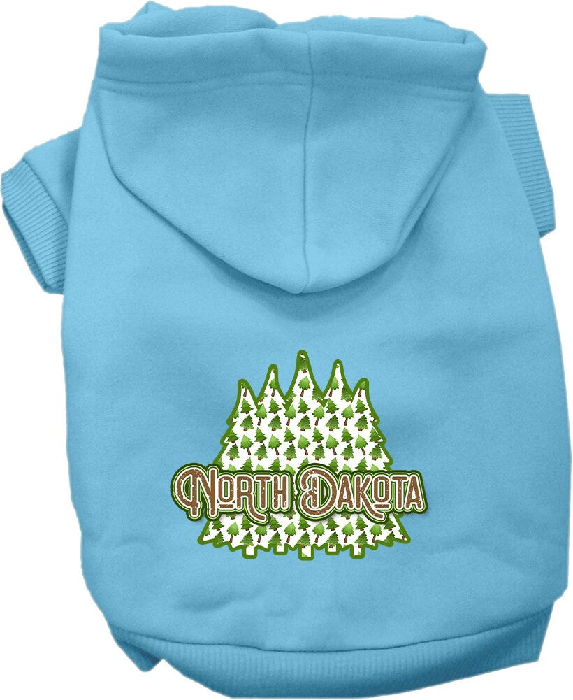 Pet Dog & Cat Screen Printed Hoodie for Medium to Large Pets (Sizes 2XL-6XL), "North Dakota Woodland Trees"