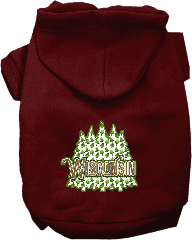 Pet Dog & Cat Screen Printed Hoodie for Medium to Large Pets (Sizes 2XL-6XL), "Wisconsin Woodland Trees"